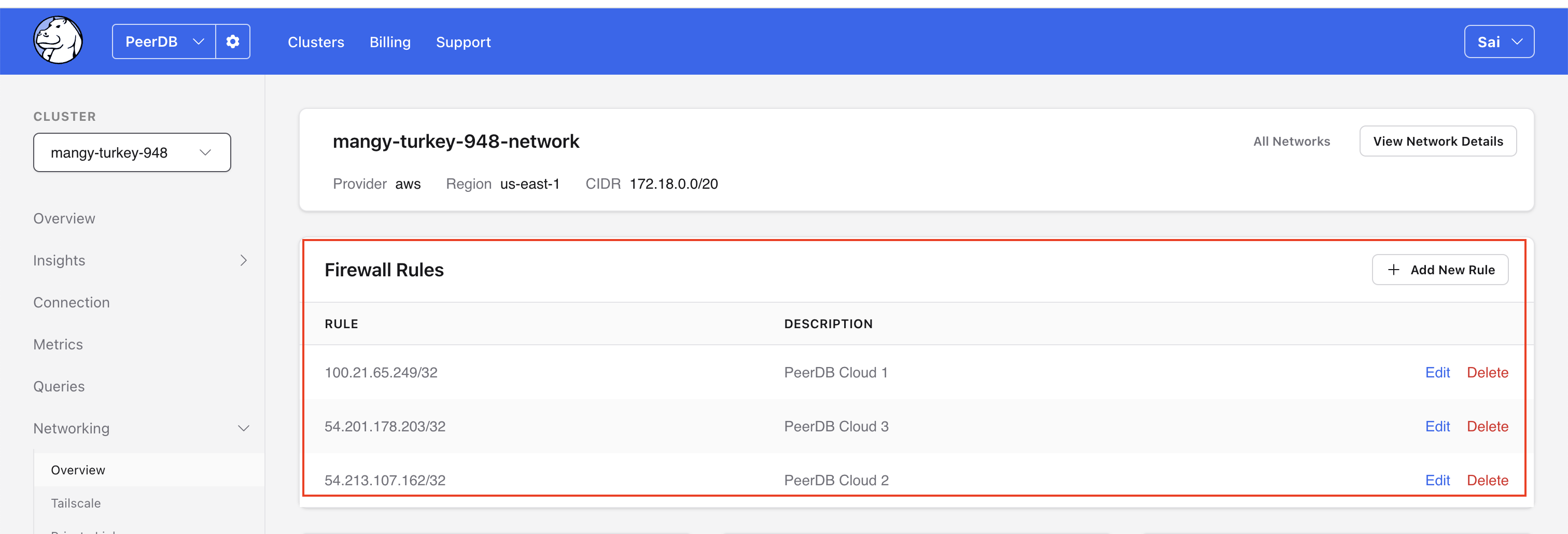 Добавление Firewall Rules для ClickPipes
