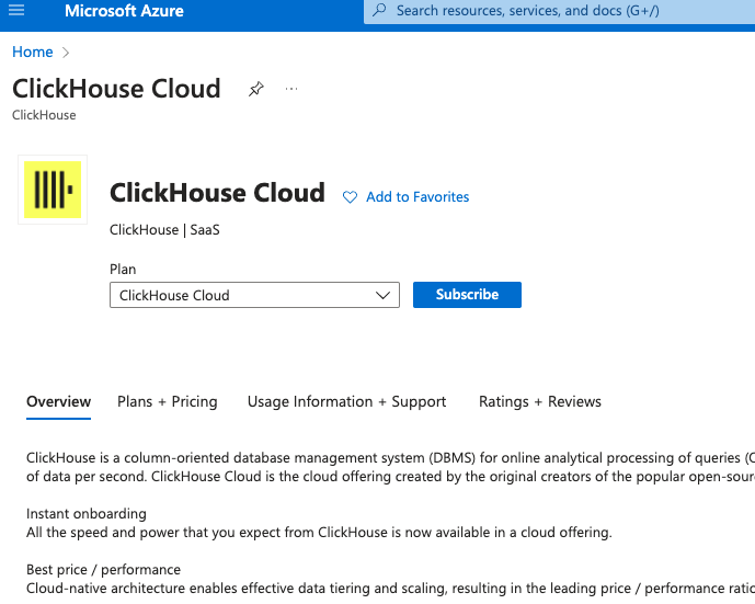 Форма регистрации ClickHouse Cloud