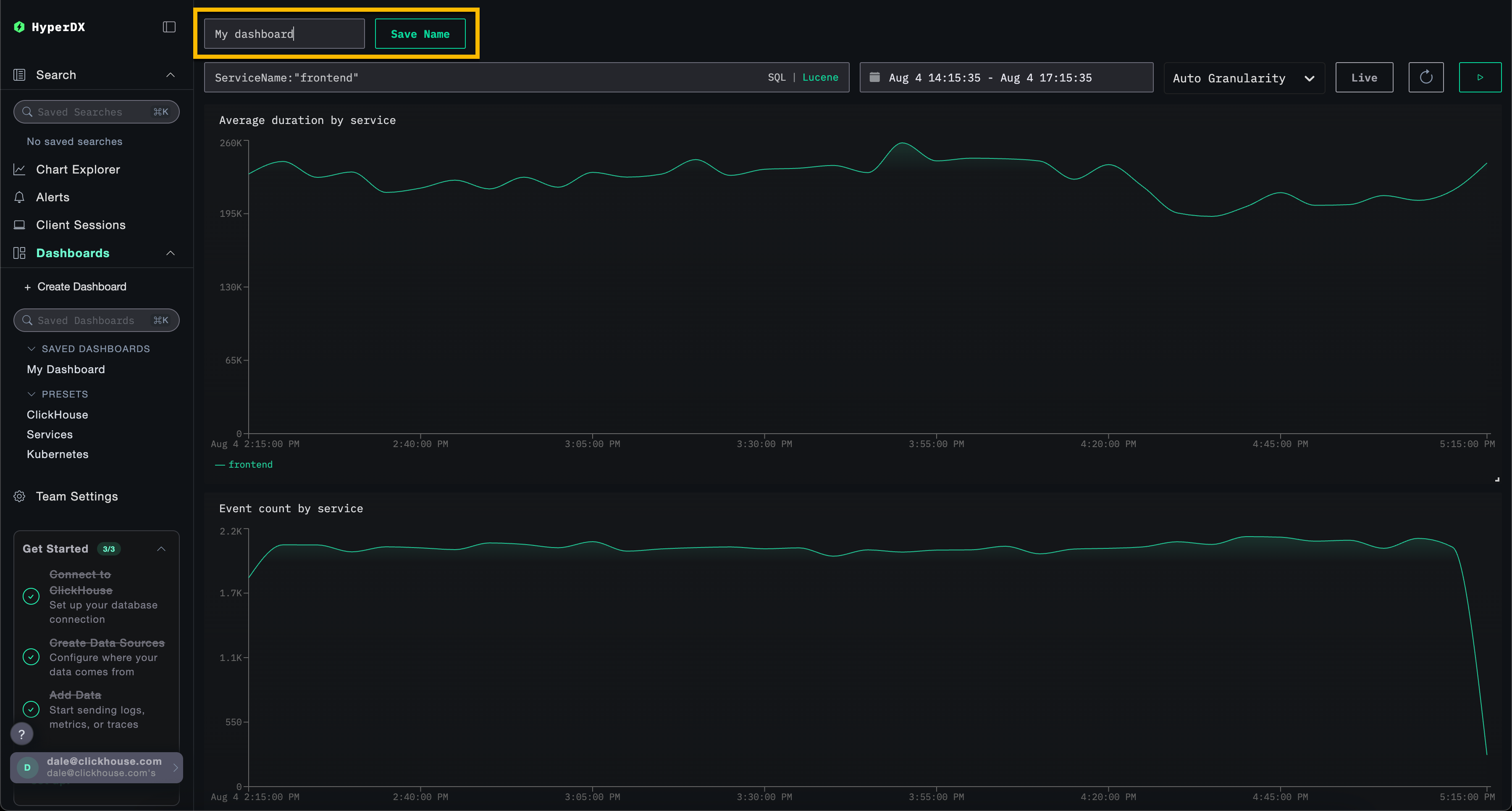 Сохранение дашборда